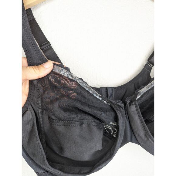 Plus Size Glamorise Full-Figure Wonderwire Back Close Bra 1240 Black with Lace - Picture 10 of 12